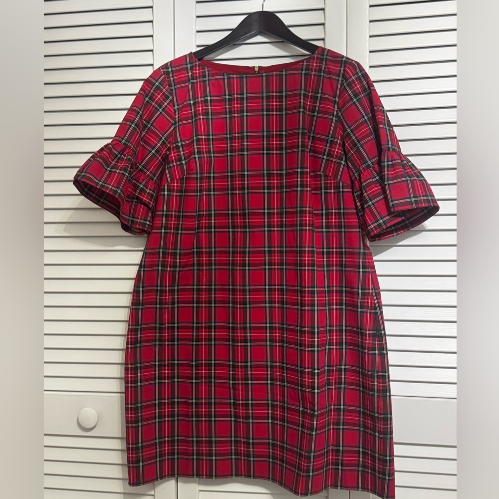 Red Plaid Ruffle Sleeve Christmas Dress